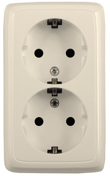 Розетка наружная 2-ая/заземл. HEGEL (сл/кость)