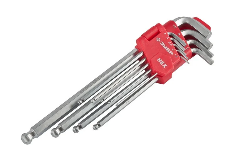 Набор угловых шестигранников шар удлиненных,1,5-10мм, 9 шт(Ю)*