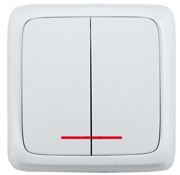 Выкл. наружный 2-кл./индикатор HEGEL (белый)