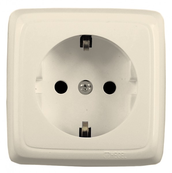 Розетка наружная 1-ая/заземл. HEGEL (сл/кость)