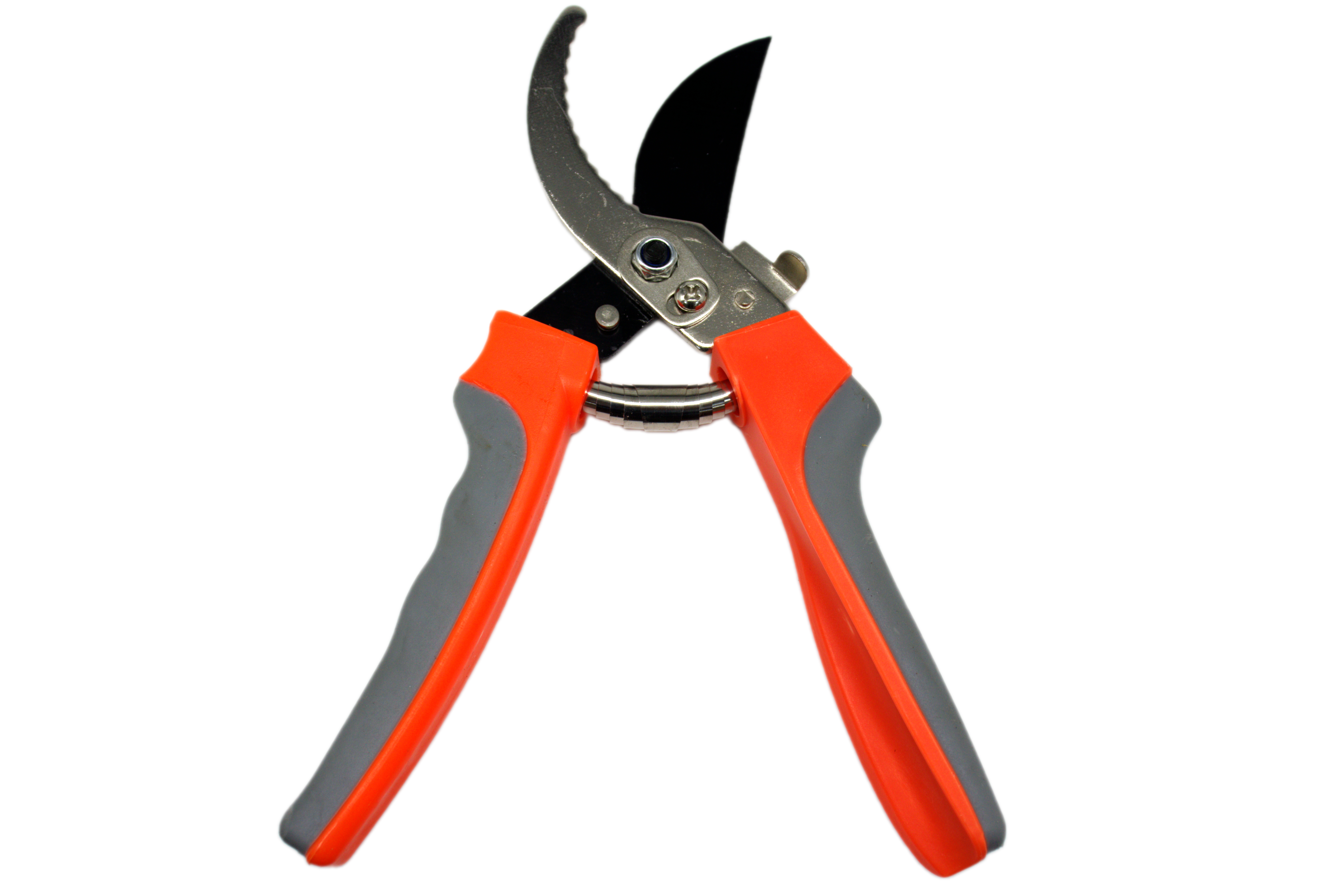 Секатор с зазубринами красно-серые рукоятки  