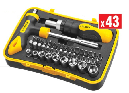 Набор отвертка 2 шт, головки, биты 43 в 1