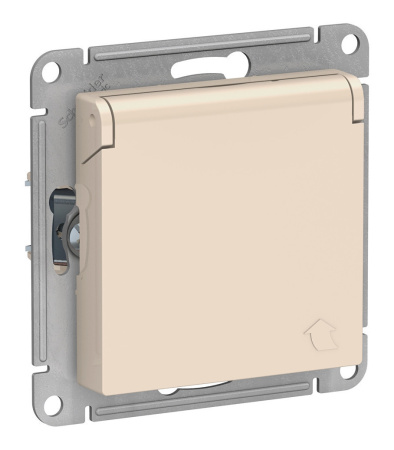 Розетка скр. 1-ая с заземл/крышка ATLASDESIGN (бежевая)