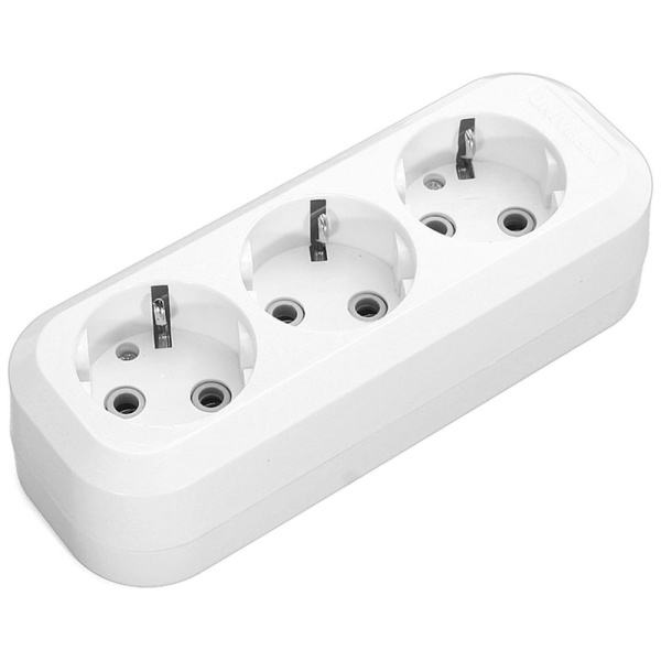 Колодка тройная (белая) с заземлен.