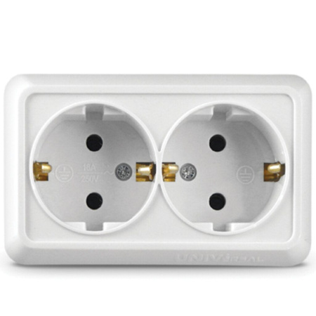 Розетка наружная 2-ая. с зазем. (Олимп, белая) "