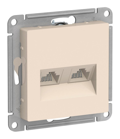 Розетка скрытая компьютерная  ATLASDESIGN (бежевая RJ45+RJ45)