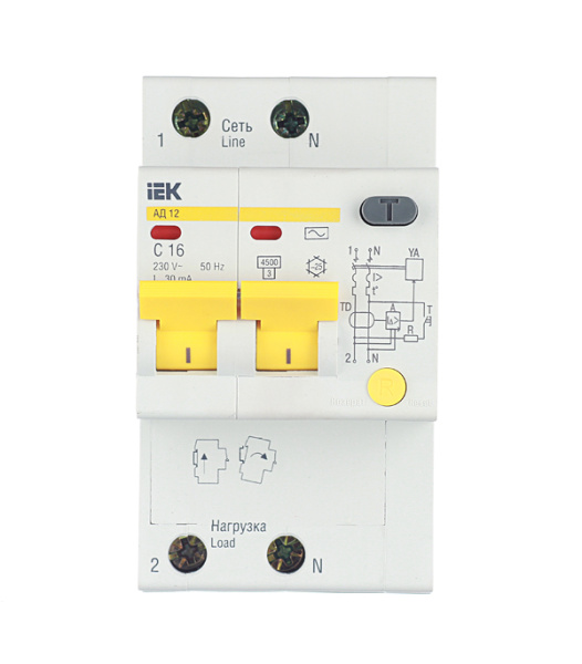 Выкл/автоматич/диференц 2 - полюса ИЕК 16 А (АД)