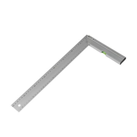 Угольник столярный Практик/TOOLAS 400 мм. Алюминиевый/уровень