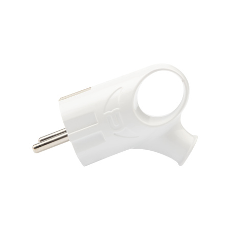 Угловая вилка с ушком/заземл. 16А (белая)