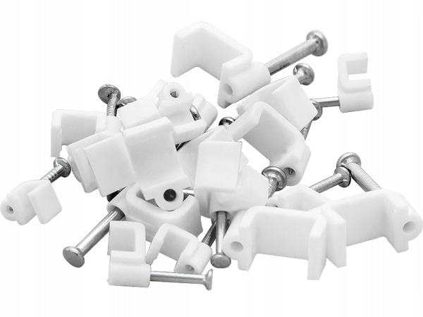 Скоба плоская пластиковая с гвоздем 08 мм. (40шт)