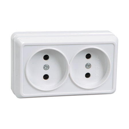 Розетка наружная 2-ая.  (Олимп, белая) "