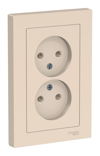 Розетка скрытая 2-ая ATLASDESIGN (бежевая)