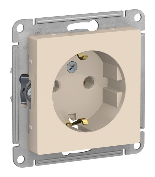 Розетка скрытая 1-ая с заземл. ATLASDESIGN (бежевая) Розетка скрытая 1-ая с заземл. ATLASDESIGN (бежевая)