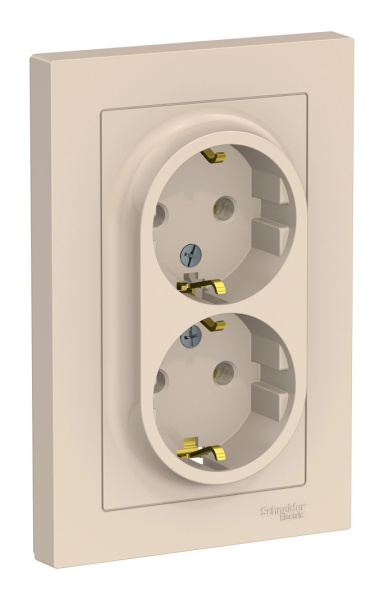 Розетка скрытая 2-ая с заземл. ATLASDESIGN (бежевая) Розетка скрытая 2-ая с заземл. ATLASDESIGN (бежевая)