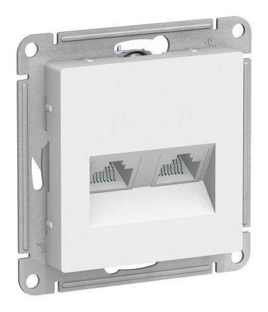 Розетка скрытая компьютерная  ATLASDESIGN (белая RJ45+RJ45)