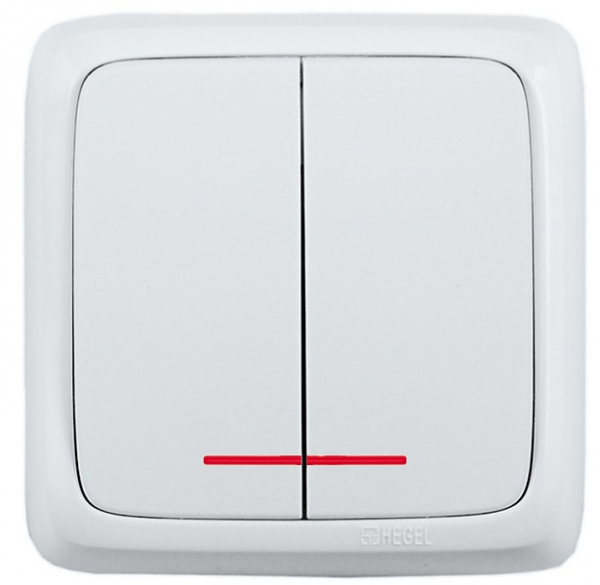 Выкл. наружный 2-кл./индикатор HEGEL (белый)