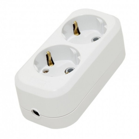 Колодка двойная (белая) с заземлен.