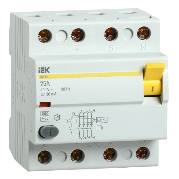 Выкл/диф. (УЗО) 4 - полюсной ИЕК 25 А