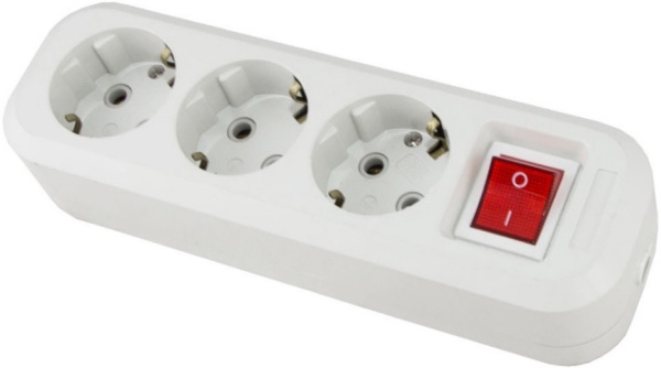 Колодка тройная (белая) с заземлен. и выкл.