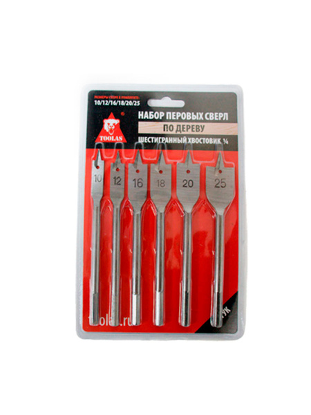 Набор перовых сверел по дереву Toolas/Haisser 6 шт.