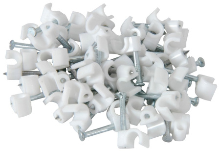 Скоба круглая пластиковая с гвоздем 14 мм. (15шт)